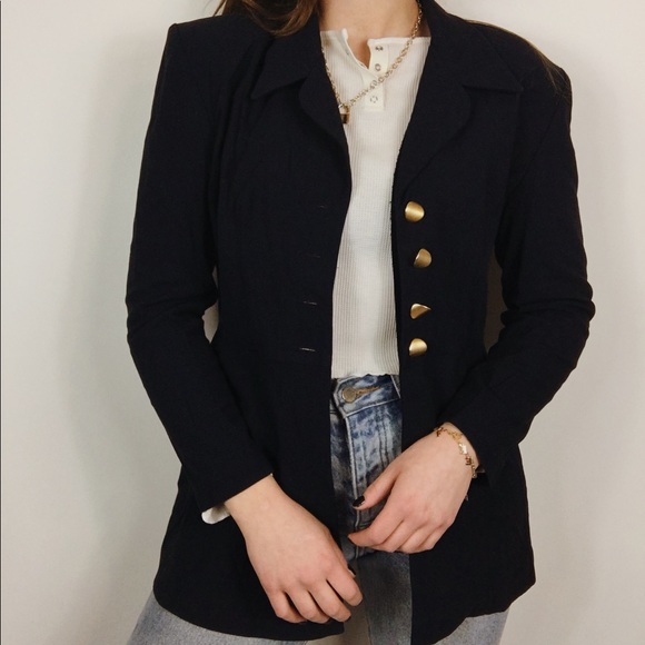 Vintage Blazer Gold Buttons Flattering Fit - Picture 1 of 6